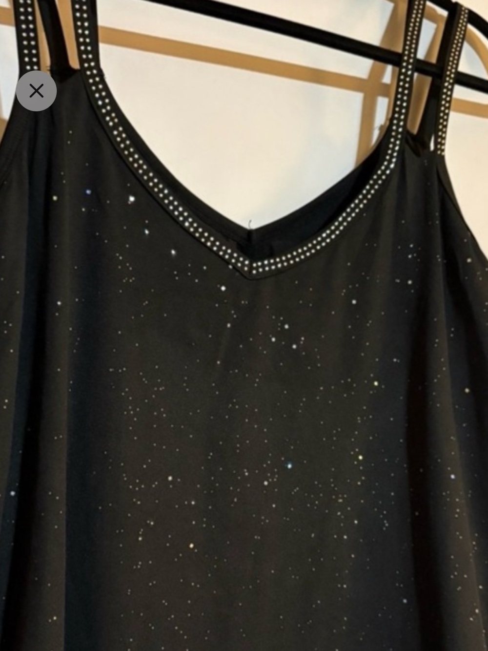 NEW in package Black Rhinestone Trim Sleeveless Women's Top